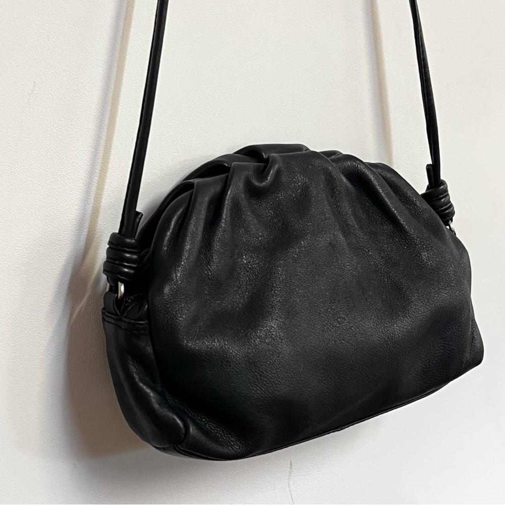 Mini Ruched Crescent Hobo Purse Shoulder Bag Soft Leather